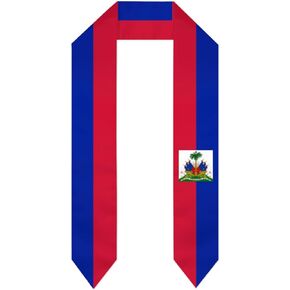 DABOYOZHZH Haiti Flag Emblem Graduation Stoles Shawl Sash Scraf For Study Aboard International Students Graduation's Day