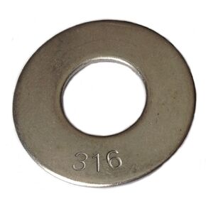 Type 316 Stainless Steel Common Flat Washers Size 1/4" (pack of 100pcs) Marine Bolt Supply