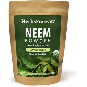 HerbsForever Neem Powder – Azadirachta Indica – Ayurvedic Herb for Healthy Skin – Non GMO, Organic, Vegan – 454 GMS
