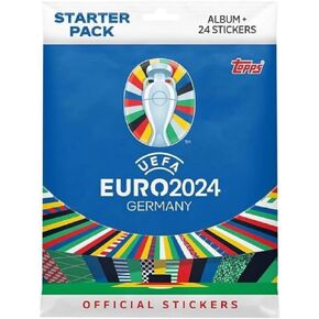 Topps Official Euro 2024 Sticker Collection - Starter Pack - Contains 24 Stickers and an 88 Page Album.