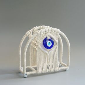 Boho Handmading Woven Evil-eye Decorative Napkin Holder/Tabletop Freestanding Tissue Dispenser