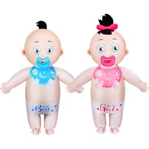 2 Pcs Giant Inflatable Baby Costume 96 Inch Gender Reveal Boo Boo Costume for Girls and Boys Baby Shower Party Outfit