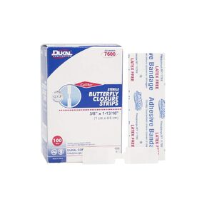 Dukal Wound Closure Strips, Butterfly, Sterile (Pack of 2400), 3/8 x 1-13/16", White, Model:7600