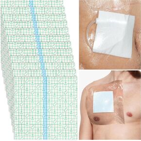 Hemodialysis Peritoneal Dialysis Large Waterproof Catheter Shower Cover, Bandage Protector for Port Picc Line Chest Access, Chemo Ports, Wound | Non Adhesive Dressing (9"x9" (Pack of 7)