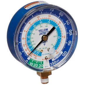 Yellow Jacket 49106 Gauge (Degrees F) Blue Compound, 30"-0-120 psi, R-22/134A/404A, 3-1/8"