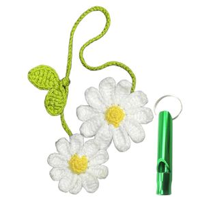 Crochet Car Accessories for Women Girls Cute RearView Mirror Hanging Accessories Handmade Daisy Flower Car Accessories Gifts for Crochet Lovers Car Charm Decor Aesthetic (Bee & FLower)