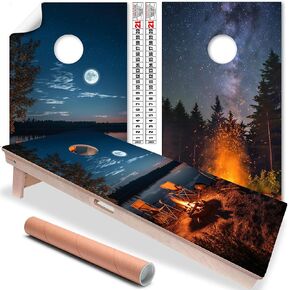 Cornhole Board Wrap and Decal for Board Set of 2 Skins Professional Vinyl Cover Lake House Cabin Outdoors Campfires Cornhole Wraps Stickers Cornhole Skins Cornhole Wraps for Boards