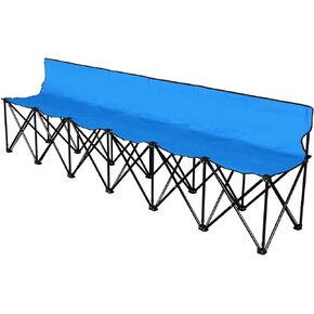 Flexzion Portable Folding Bench Seat, 6 Seater, Collapsible Soccer Bench, Portable Bench Seats for Bleachers, Camping, Sideline, with Back Rest and Carrying Bag, Black