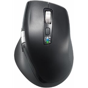 INFINMIND Wireless Computer Bluetooth Mouse with Smart Flying Scroll, Thumb Scroll Ergonomic Mice, Silent 3 Devices Mouse for Windows/Mac OS/Chrome/Linux/Android (Black)