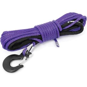 Rough Country 1/4" UTV/ATV Purple Synthetic Winch Rope | 50 FT - RS162,Black