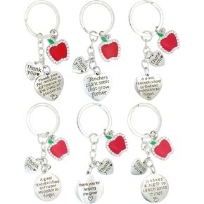 4E's Novelty Thank You Teachers Appreciation Kechains - 6 Pack Thank You Gifts for Teacher 2024 Teachers Appreciation Gifts in Bulk for Women Staff