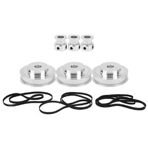 2GT Timing Belt Pulley Kit, 6pcs 20/60 Teeth Synchronous Wheel 8mm Bore Timing Belt Pulley with 3Pcs 610/852/1220/mm Timing Belt Width 6mm