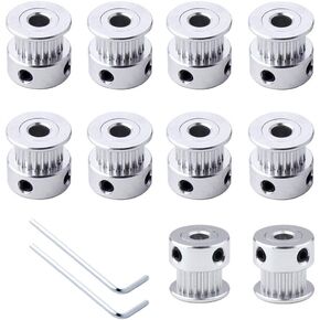 FULARR 10Pcs Premium Aluminum Alloy GT2 Timing Pulley, 20 Teeth 5mm Bore GT2 Belt Pulley for 3D Printer 6mm Width Timing Belt