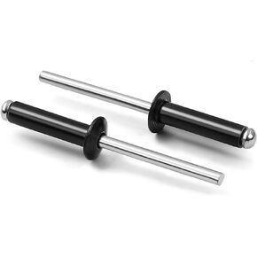 3/16" x 3/8" Aluminum Blind Rivets Black, 4.8mm x 10mm Pop Rivet, Aluminum Grip Steel Mandrel, 100 PCS
