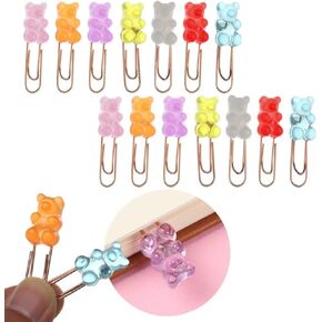 HamayuaZen 14 قطعة حامل ورق معدني، مشابك ورقية صغيرة، مشابك مذكرة على شكل دب قوس قزح، مقاطع ملف Kawaii لطيفة، لوازم مدرسية Kawaii، قرطاسية للطلاب in Kuwait