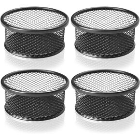 QIENL 4 Pack Mesh Paper Clip Holder for Desk, Black Paperclip Holders Paper Clip Holders, Metal Paper Clip Dispenser Organizer for Desk, Binder Clip Holder Container for Home Office School