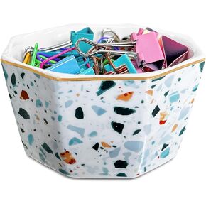 HOMSUN Paper Clip Holder Ceramic Paper Clip Holders Geometric Paperclips Holder Dispenser Cute Gold Line Paper Clip Organizer for Desk Binder Clip Bobby Pin Hair Clip Holder Gift for Office Butterfly