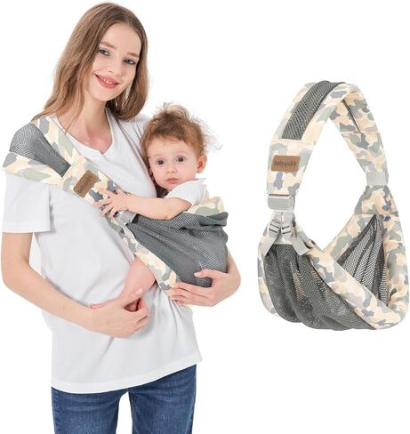 Huifen Adjustable One Shoulder Baby Carrier for Infant, Lightweight Breathable Mesh Baby Hip Carrier Portable Baby Carrier Sling for Newborn to Toddler Girl and Boy 6-40 lbs (Green) in Saudi Arabia