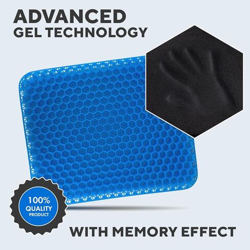 WOLLENWOLE Gel Enhanced Seat Cushion – Comfortable Cushion for Office Chair, Gaming, Travelling, Driving, Pain Relief Tailbone Coccyx with Foam Memory, Breathable Orthopedic Cushion Seat in Kuwait