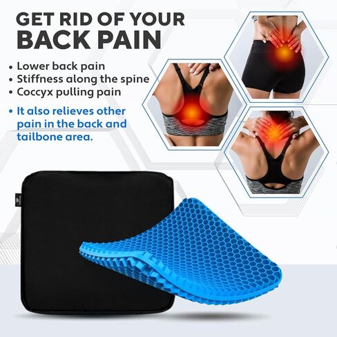 WOLLENWOLE Gel Enhanced Seat Cushion – Comfortable Cushion for Office Chair, Gaming, Travelling, Driving, Pain Relief Tailbone Coccyx with Foam Memory, Breathable Orthopedic Cushion Seat in Kuwait