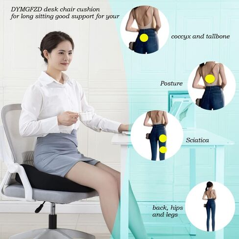 DYMGFZD Office Chair Cushions for Back and Butt, Ergonomic Chair/Seat Cushion for Long Sitting, Sitting Pillow for Automobile, Wheelchair, Computer Chair and Office Chair Hip Support Black in Saudi Arabia