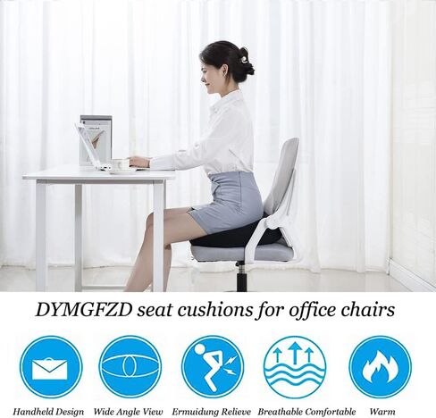DYMGFZD Office Chair Cushions for Back and Butt, Ergonomic Chair/Seat Cushion for Long Sitting, Sitting Pillow for Automobile, Wheelchair, Computer Chair and Office Chair Hip Support Black in Saudi Arabia