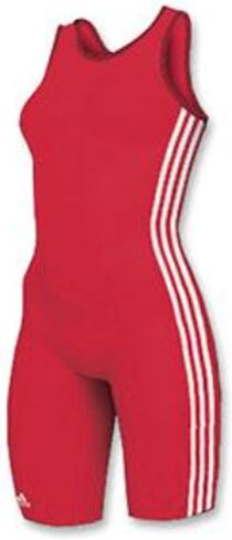 قميص مصارعة نسائي من adidas ذو 3 خطوط (أحمر/أبيض، WL) in Saudi Arabia