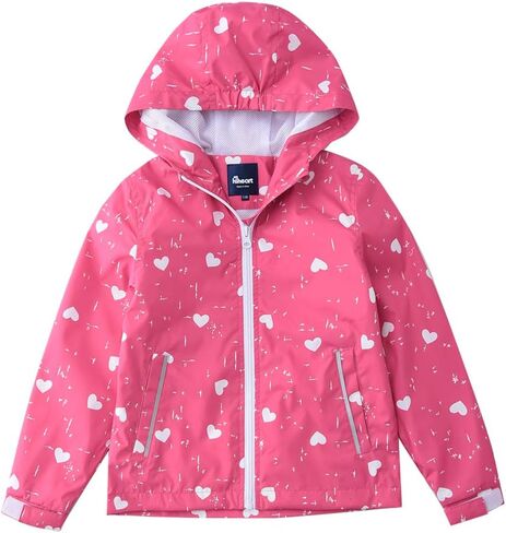 Hiheart Girls Lightweight Hooded Jackets Mesh Lined Waterproof Raincoat in Saudi Arabia