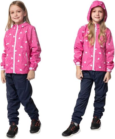 Hiheart Girls Lightweight Hooded Jackets Mesh Lined Waterproof Raincoat in Saudi Arabia