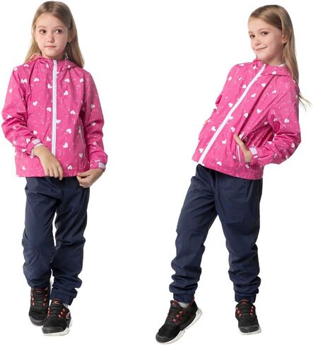 Hiheart Girls Lightweight Hooded Jackets Mesh Lined Waterproof Raincoat in Saudi Arabia