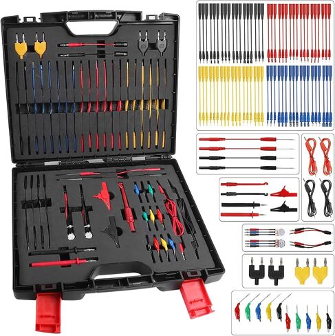 Multimeter Test Leads Kit 104PCS Multimeter Leads Kit Multi Function Electrical Back Probe Kit Efficient Automotive Circuit Test Leads Kit Relay Wire Terminal Test Diagnostic Tool with Alligator Clips in Saudi Arabia