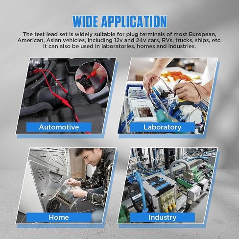 Multimeter Test Leads Kit 104PCS Multimeter Leads Kit Multi Function Electrical Back Probe Kit Efficient Automotive Circuit Test Leads Kit Relay Wire Terminal Test Diagnostic Tool with Alligator Clips in Saudi Arabia