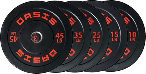 OASIS SPORT زوج من ألواح الوزن بوزن 10 رطل مع محور فولاذي مقاس 2 بوصة لتدريب القوة ورفع الأثقال in Saudi Arabia