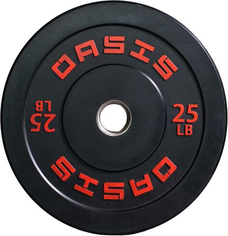 OASIS SPORT زوج من ألواح الوزن بوزن 10 رطل مع محور فولاذي مقاس 2 بوصة لتدريب القوة ورفع الأثقال in Saudi Arabia