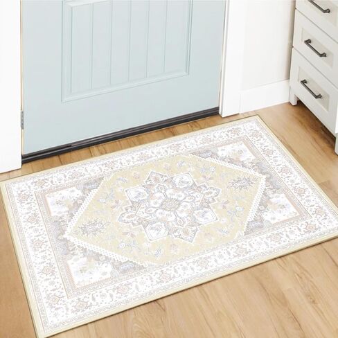 BESTSWEETIE Area Rugs 8x10 Rugs, Washable Rugs 8x10 Area Rug, Non Slip Water Repellent Floor Carpet, Low Pile Doormat Soft Vintage Rug for Living Room Bedroom Dinning Room Nursery Indoor-Cream in Saudi Arabia