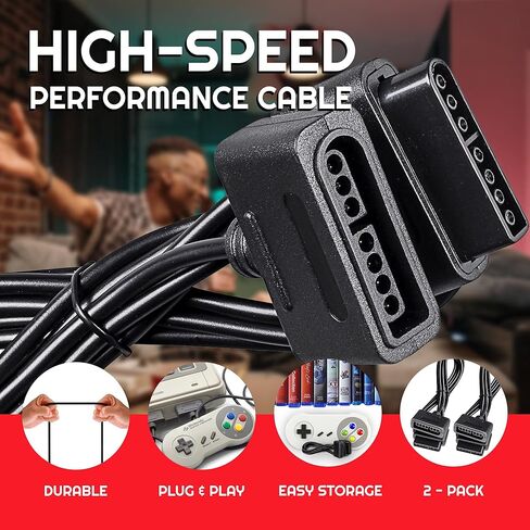 كابل تمديد وحدة تحكم SNES عالي الجودة - 1.8 متر، كابل تمديد وحدة تحكم الألعاب 6 أقدام متوافق مع سوبر ماريو، تيلز أوف فانتازيا، زيلدا، ستار فوكس، دونكي كونج وغيرها من ألعاب SNES in Kuwait