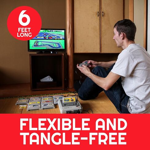كابل تمديد وحدة تحكم SNES عالي الجودة - 1.8 متر، كابل تمديد وحدة تحكم الألعاب 6 أقدام متوافق مع سوبر ماريو، تيلز أوف فانتازيا، زيلدا، ستار فوكس، دونكي كونج وغيرها من ألعاب SNES in Kuwait