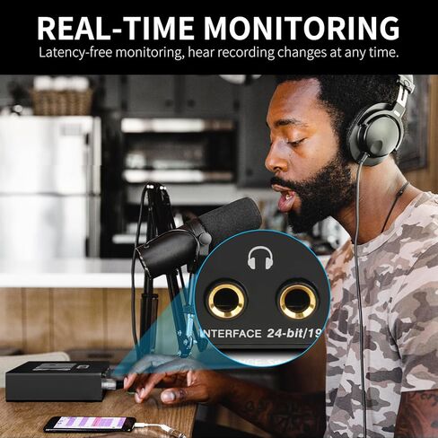 واجهة صوت ستيريو XTUGA 4 قنوات أحادية / 2 قناة مع 4 مضخمات ميكروفون مع طاقة فانتوم 48 فولت 24 بت 192 كيلو هرتز لتسجيل الموسيقى بالكمبيوتر MD44 in Kuwait