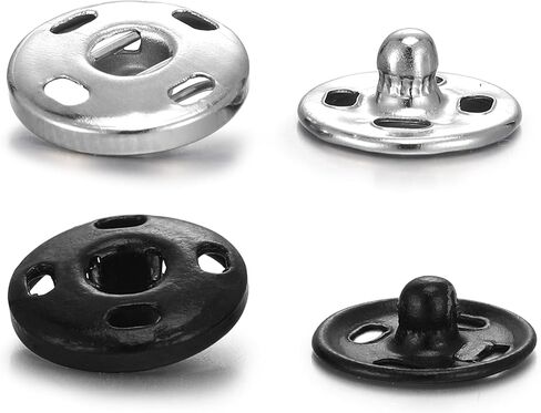 Sumind 100 Sets Sew-on Snap Buttons Metal Snap Fastener Buttons Press Button for Sewing Clothing, Black and Silvery (8mm,10mm) in Saudi Arabia