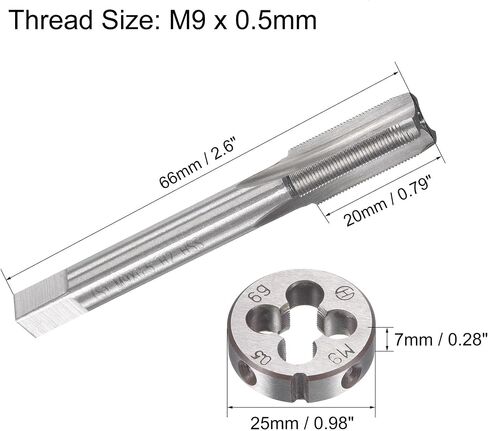مجموعة الصنبور والقالب المترية من uxcell M10 x 1.25 مم، صنبور لولبي للماكينة مع قالب دائري للخيوط، مجموعة الصنبور والقالب لإصلاح خيط مسمار المسمار in Saudi Arabia