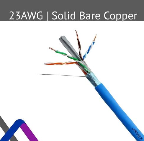 JAVEX CAT 6A Riser CMR Ethernet Cable 500FT Shielded FTP [UL Listed], Blue in Saudi Arabia