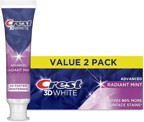 Crest 3D White Advanced Teeth Whitening Toothpaste, Radiant Mint, 3.3 oz, Pack of 2 in Saudi Arabia