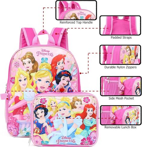 Princess Girl's 16" Backpack W/Detachable Lunch Box in Kuwait
