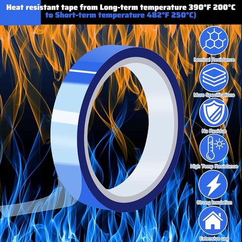 Harloon 12 Rolls 0.8 Inch x 108 ft Blue Heat Tape for Sublimation High Temperature Tape Thermal Heat Resistant Tape Heat Transfer Tape for Tumbler Print Vinyl Press Electronics Masking Blanks in Saudi Arabia