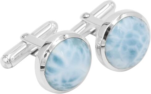 Gemstone Cufflinks, Cufflinks for Men, 925 Sterling Silver Cuff Links, Round Cufflinks for Men Labradorite/Larimar Gemstone in Saudi Arabia