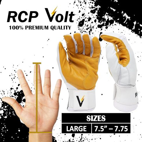 قفازات البيسبول والكرة اللينة من RCP Volt - مقاومة للتمزق والتمزق - فتحة معززة، أساور ممتدة ذات قبضة فائقة، حماية مبطنة، مقاسات قابلة للتعديل، قفازات الضرب in Saudi Arabia