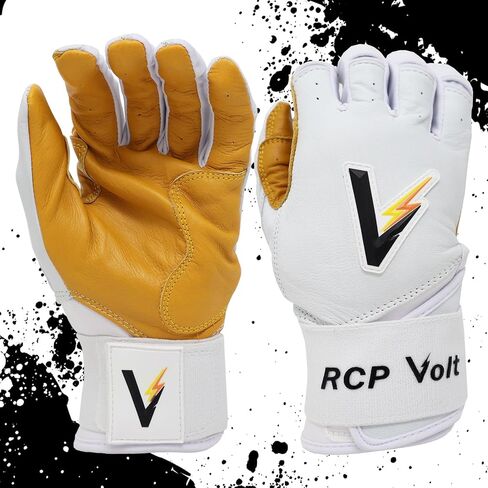 قفازات البيسبول والكرة اللينة من RCP Volt - مقاومة للتمزق والتمزق - فتحة معززة، أساور ممتدة ذات قبضة فائقة، حماية مبطنة، مقاسات قابلة للتعديل، قفازات الضرب in Saudi Arabia
