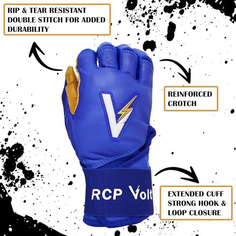 قفازات البيسبول والكرة اللينة من RCP Volt - مقاومة للتمزق والتمزق - فتحة معززة، أساور ممتدة ذات قبضة فائقة، حماية مبطنة، مقاسات قابلة للتعديل، قفازات الضرب in Kuwait