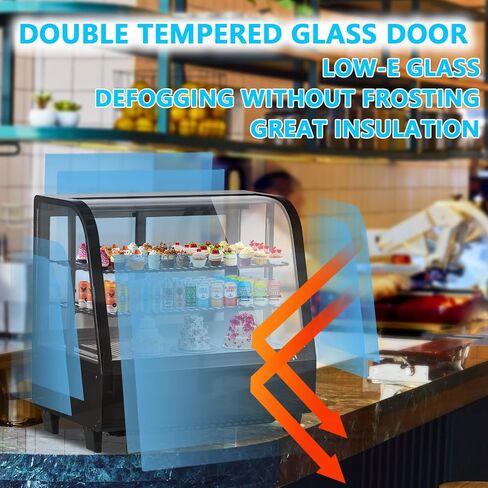 ACONEE Commercial Cake Display Refrigerator, 3.6 Cu.Ft./100L Single-Door Merchandiser with Interior LED Lighting, Double-Layered Glass, Countertop/Floor Refrigerator, 110v in Saudi Arabia