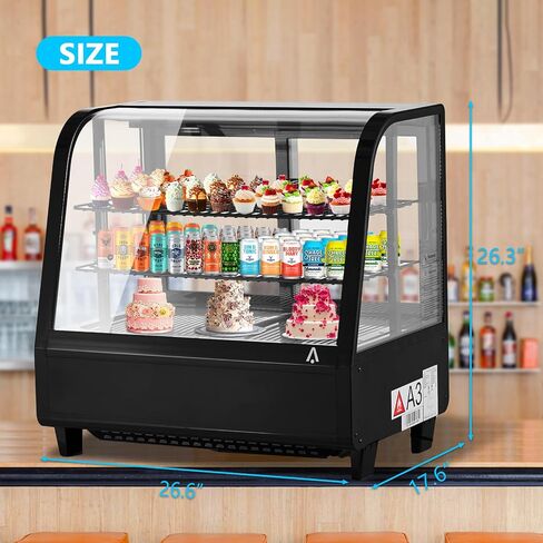 ACONEE Commercial Cake Display Refrigerator, 3.6 Cu.Ft./100L Single-Door Merchandiser with Interior LED Lighting, Double-Layered Glass, Countertop/Floor Refrigerator, 110v in Saudi Arabia
